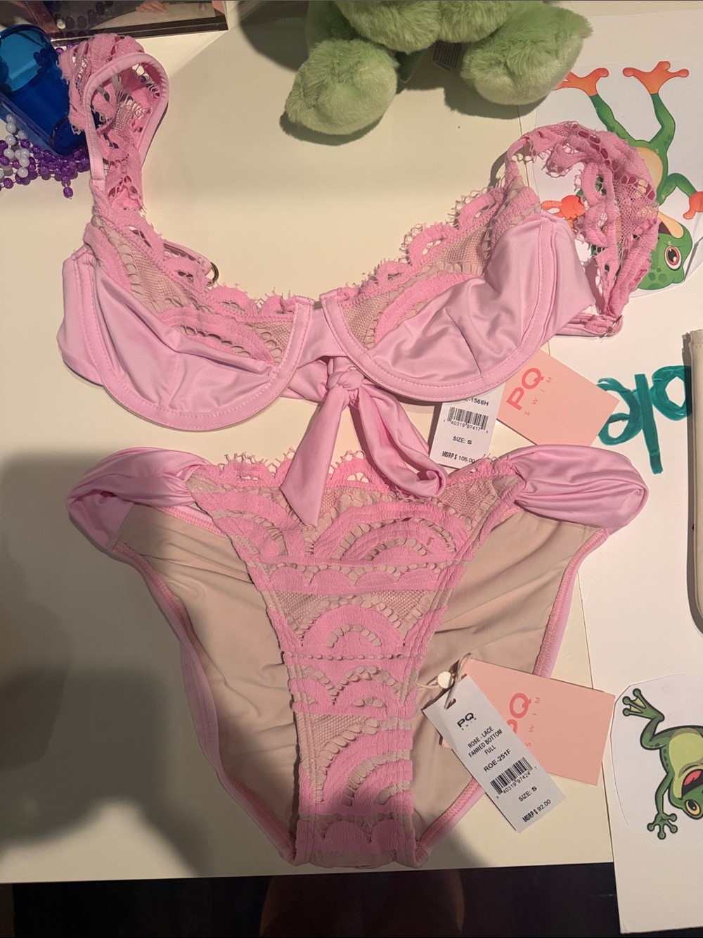 PQ Swim Light Pink Lace Underwire Bikini Set